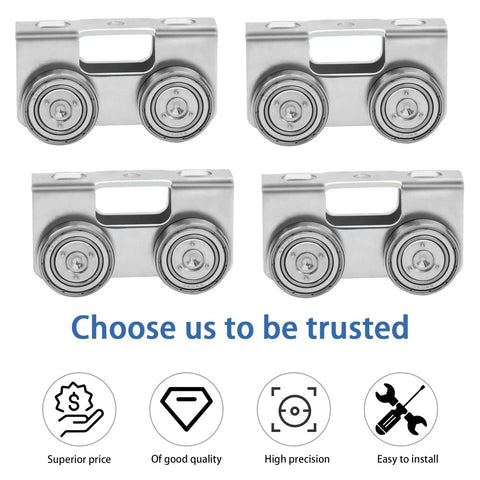 Four Wheel Light Duty Trolley Assembly For 1-5/8 Inch Channel Strut High Strength Solid Steel Zinc Galvanized For Unistrut And Superstrut Systems Compatible With P1000 P1001 P5000 P5001 P5500 P5501 And Taller Strut Channel Four Pack, showing four trolleys with zinc finish.