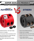 Comparison of red shock absorbent silicone winch cable stopper versus a black competitor model, highlighting quality differences.
