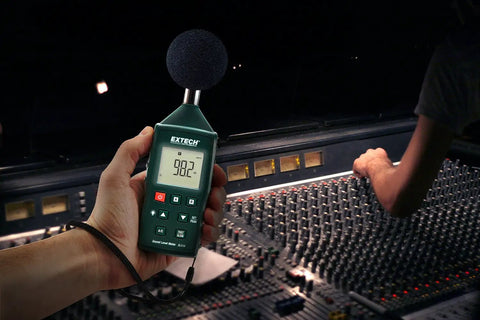 Compact Digital Sound Level Meter With Plus Minus 1dB Accuracy, Class 2, Backlit LCD in sound studio environment