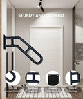 Rock Solid Black Handrails For Outdoor Steps 21 Inch Stair Railing welded base plate shown in a modern indoor setting.