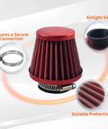 Red 38mm 1.5 Inch Air Filter Intake Induction Kit Riding Ready Universal Fit For GY6 50cc QMB139 Mopeds Scooters Predator 212cc