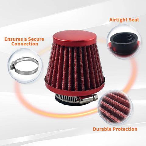 Red 38mm 1.5 Inch Air Filter Intake Induction Kit Riding Ready Universal Fit For GY6 50cc QMB139 Mopeds Scooters Predator 212cc