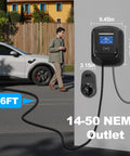 Level Two Electric Vehicle Charger Station Featuring 240V And 40A Wiring For Fast 9.5KW Power Delivery with 16FT NEMA outlet and user.