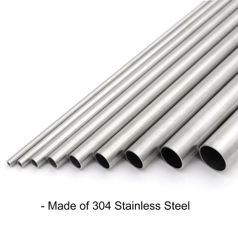 VictorsHome 304 stainless steel round tubing set, 6mm OD, 1mm wall, 300mm length, seamless tubes for DIY crafts