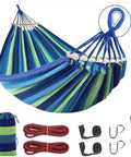 Beefy Heavy Duty Two Person Camping Hammock With 660 Lb Capacity, 103 Inch Long By 60 Inch Wide Sleep Surface, Includes 2 Tree Straps, Carabiners, Duckbill Buckle, Thicker Rope, And Portable Carry Bag In Blue