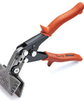 3 Inch Offset Handle Hand Seamer For Sheet Metal WS4N with ergonomic non-slip grip, built-in hang hole, shown at an angle.
