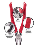 Japan Made 2 Piece 8 Inch Linesman Pliers And Recessed Screw Extractor Set showing ergonomic grips and serration features