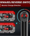 Extended 18V Cordless Ratchet Wrench With 4 Inch Neck 550 RPM 40 Ft Lbs Torque forward and reverse switch diagram