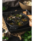 Cast Iron Escargot Dish With Six Holes, 5.75 Inch, Matte Black, Oven Safe To 500F, Brass Knob, Enamel Bottom, Works On All Stovetops
