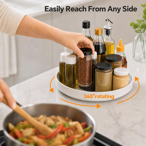 11.8 Inch Lazy Susan For Refrigerator And Pantry, Round Kitchen Turntable Spice Rack Organizer With Heavy Duty Swivel Base, spices within easy reach