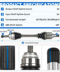 Heavy Duty Front Left And Right CV Axle Shaft Set For Toyota Camry 2012 To 2017 2.5L L4 Gas detailed product specifications image.