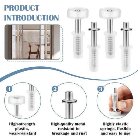Spring Loaded DIY-Friendly Bi-Fold Door Hardware Kit With Top Roller Guide Wheels And Pivots for Folding Closet Doors, 4-piece pack