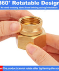 Three Quarter Inch GHT To One Inch NPT Double Female Brass Garden Hose Swivel Adapter With Gasket No Leak Water Pipe Fittings For Outdoor Use Heavy Duty Durable Brass Construction Easy Install, 360° rotatable brass adapter