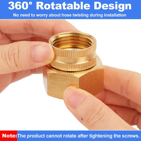Three Quarter Inch GHT To One Inch NPT Double Female Brass Garden Hose Swivel Adapter With Gasket No Leak Water Pipe Fittings For Outdoor Use Heavy Duty Durable Brass Construction Easy Install, 360° rotatable brass adapter