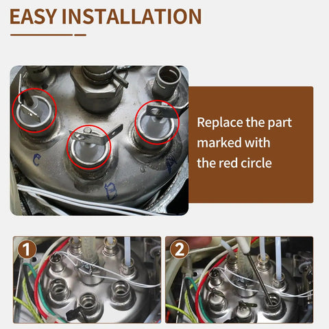 Top Shelf Steam Probe Set For Home Baristas Slick Replacement Parts For Dual Boiler Espresso Machines BES900 BES920 BES980 shown with installation guide.