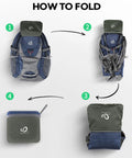 Ultralight 30L Packable Hiking Backpack For Women And Men folding steps sequence to compact size.