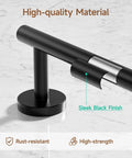 Close-up of Dope Matte Black Bathroom Accessories Set 24 Inch Double Towel Bar Wall Mounted SUS304 Stainless Steel detail