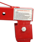 Heavy Duty Two Ton Hydraulic Engine Hoist Crane With Telescopic Boom Foldable Design close-up of warning label and steel frame details.