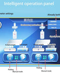 Intelligent operation panel of Ready To Roll Double Head Liquid Filler Machine featuring weight settings and mode options.