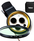 Clip On CPL Phone Filter For iPhone, Samsung, Pixel No Glare Rich Colors Pro Grade Polarization with 52mm lens and case