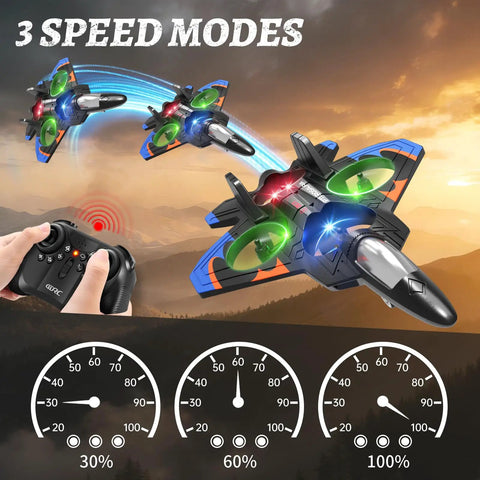 Rad Foam Remote Control Airplane Fighter Jet With Lights And 360 Degree Flips Headless Mode Altitude Hold