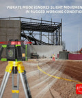 Heavy Duty Electronic Self Leveling Rotary Red Laser Level Kit on tripod at construction site, ensuring precise 360 degree alignment.
