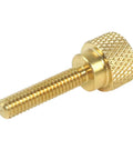 Solid Brass Diamond Knurled Thumb Screws 8X32 By Three Quarter Inch With Straight Shoulders And Flat Tips 10 Pack side view showing knurling detail