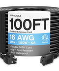 Heavy Duty 100 Ft Outdoor Extension Cord Waterproof Weatherproof Flame Retardant 3 Prong Power Cable For Lawn And Garden