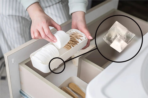 Heavy Duty Clear Silicone Bumper Pads With Sweet Sticky Backing And Quiet Dampening Rubber Feet For Furniture Drawers Kitchen Counters And Home Electronics No Sweat Setup Always under a drawer for noise dampening.