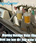 Washer Inline Water Filter With One Micron Carbon And PP Media For Cleaner Clothes Skin And Hair, installed on washing machine