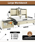 4 Axis Router Engraver USB CNC 6090 2.2KW Spindle Milling Drilling Machine For Woodworking detailed view with dimensions