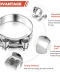 T Bolt Hose Clamp 17 To 19mm OD 304 Stainless Steel Pipe Strap Clamp Adjustable Heavy Duty Tube Clamp 4 Pack Fits 0.67 To 0.75 Inch Hose For Automotive Marine Industrial Applications, showing design features of detachable installation and strong welding.