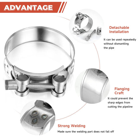 Top Shelf Adjustable T Bolt Hose Clamps Made From Bulletproof 304 Stainless Steel Heavy Duty Pipe Strap Set Gives You A Sweet Grip On One Point Zero Two To One Point One Zero Inch Tubing For Your Future Ride