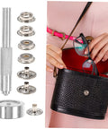 Badass Button Snap Tool Kit For Leather Jeans And Canvas With Sturdy Grommet Fastener Heavy Duty Metal Snaps, repair tools and bag.