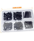 Heavy Duty Black Flat Head Screw Assortment Kit With Killer Grip Thread designed for drywall and wood, packed in clear box.