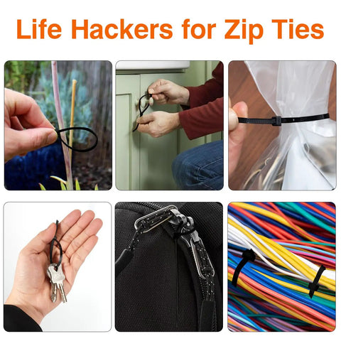 Heavy Duty Zip Ties 700 Pack Black Assorted Sizes 12, 10, 8, 6 and 3.6 Inch Self Locking Nylon Cable Ties for Home Office Garden Workshop Cord Management 40 Lbs Tensile Strength