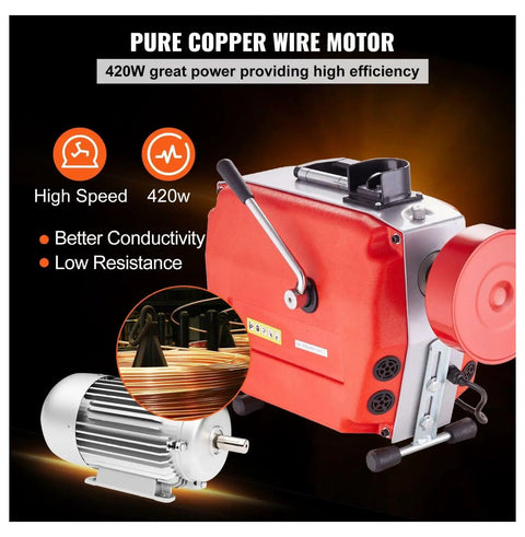 Heavy Duty Electric Drain Cleaner Machine With 120Ft Sewer Snake Auger And 420W Motor showcasing pure copper wire motor design.