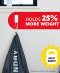 Ten Pound Extra Large Heavyweight Wall Hooks With Adhesive Strips Two Hooks And Six Strips holding laundry bag