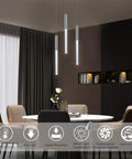 Three Pack Modern LED Pendant Lights For Kitchen Island Bar Dining Room And Bedroom With Bubble Acrylic Mini Chandelier 6000K Cool White Chrome Finish Dope Modern Glow above dining table