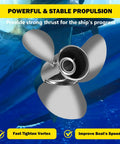 Stainless Steel Outboard Boat Propeller 13x21 For Mercury 40-140HP Engines, 3 Blade, Right Hand Rotation, 15 Tooth Hub