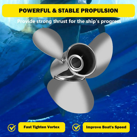 Stainless Steel Outboard Boat Propeller 13x21 For Mercury 40-140HP Engines, 3 Blade, Right Hand Rotation, 15 Tooth Hub
