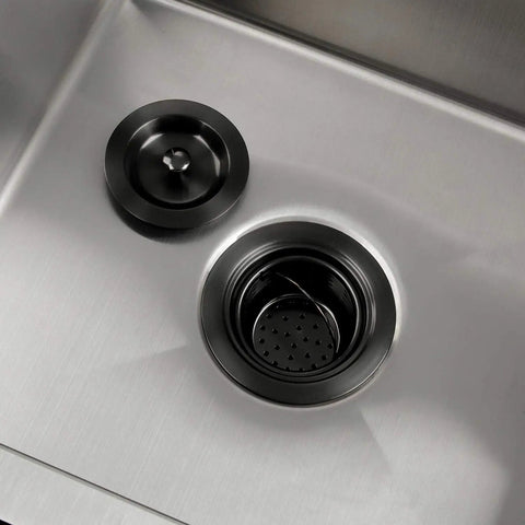 Gold Kitchen Sink Drain Assembly With Deep Removable Waste Basket, Strainer And Stopper For Three And A Half Inch Openings