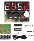 Four Digit Digital Clock Kit With PCB For Learning Electronics DIY Alarm Clock Soldering Project And English Instructions