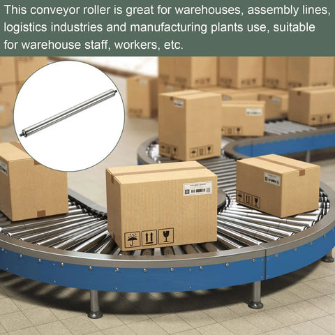 Stainless Steel Conveyor Roller Replacement For Industrial Use, 1.5 Inch Diameter By 24 Inch Length, Smooth Movement, Heavy-Duty Roller For Warehouses And Factories, Durable, Easy Roll, Silver Finish on carton conveyor