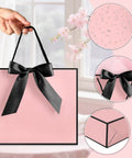 Medium Gift Bag With Handles For Every Occasion, 12.6x9.8x4.3 Inches Black Pink Gift Bag Includes Two Tissue Papers And One Card
