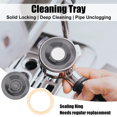 Espresso Machine Cleaning And Maintenance Kit With 2 Silicone Backflush Discs 4 Water Filters 12 Cleaning Tablets And A Silicone Sealing Ring For Daily Care Of Ninja Luxe Espresso Machines. Cleaning tray with silicone backflush disc and sealing ring