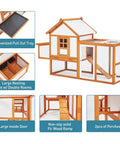 Outdoor Chicken Coop With Large Nesting Box And 5 Lockable Doors, weatherproof wooden hen house, PVC roof, and galvanized wire mesh