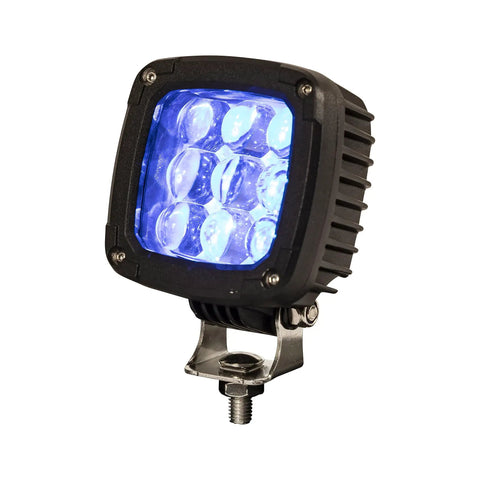 Hot Blue LED Pedestrian Warning Light For Forklifts Pumps Out 400 Lumens Of Straight Up Visibility To Keep Your Crew Safe From Blind Spots Boasting No Hassle IP69K Rated Aluminum Housing And Gritty Polycarbonate Lens For Serious Durability
