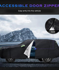 Toyota 4Runner Custom Fit 6 Layer Waterproof SUV Cover All Weather Outdoor Exterior Shield showing accessible door zipper