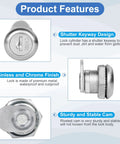 Truck Tool Box Lock Replacement 2 Pack Keyed Alike Five Eighth Inch Cylinder features including shutter keyway and chrome finish.